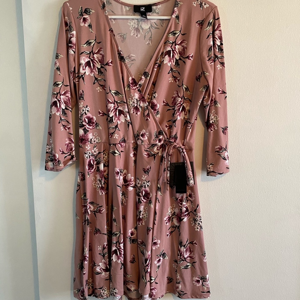 IZ Byer Pink Floral Midi Dress | X-Large | NWT